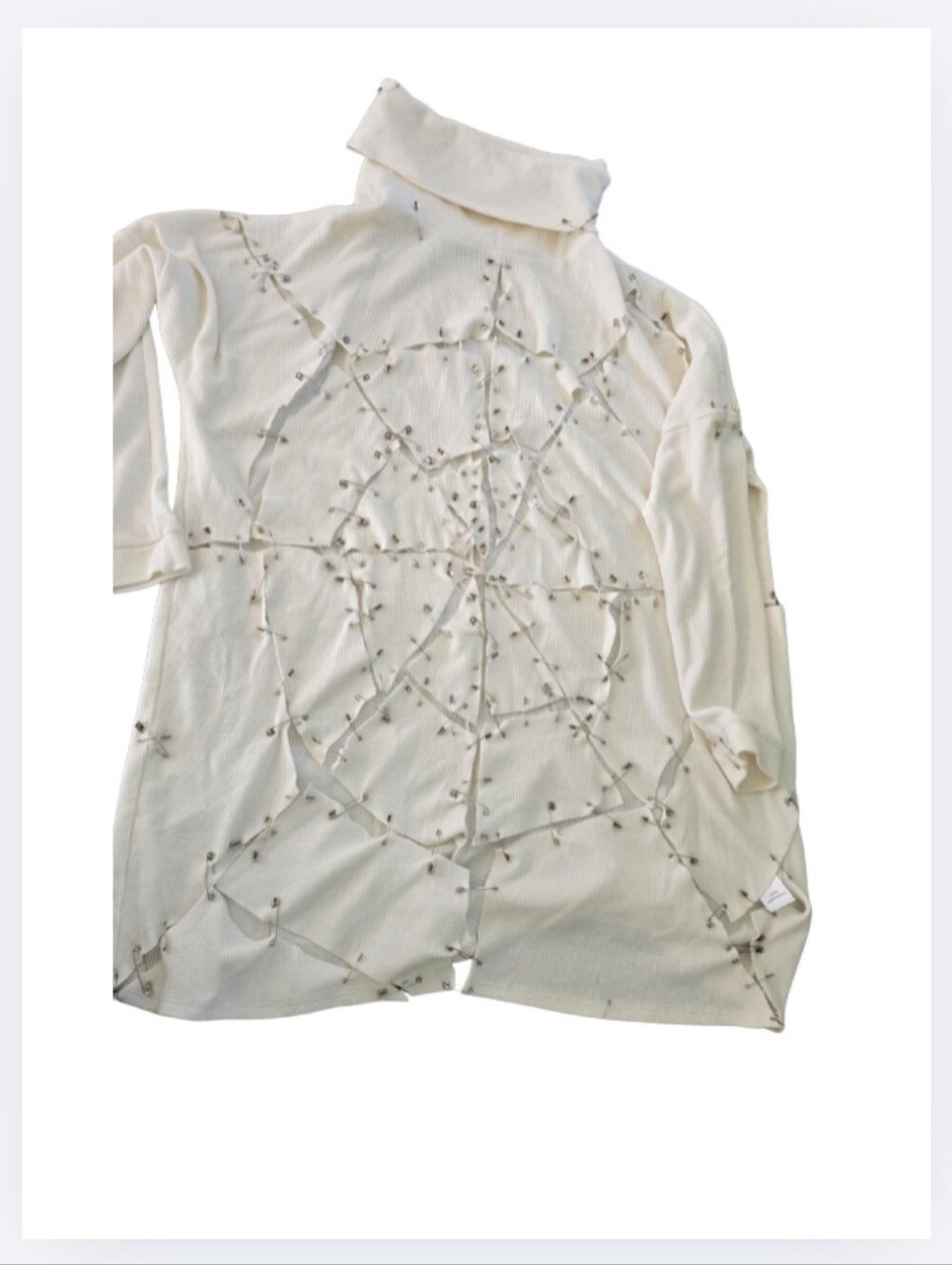 Customized Lulus Deconstructed Safety Pin Dress- Medium- Ivory Turtleneck Mini